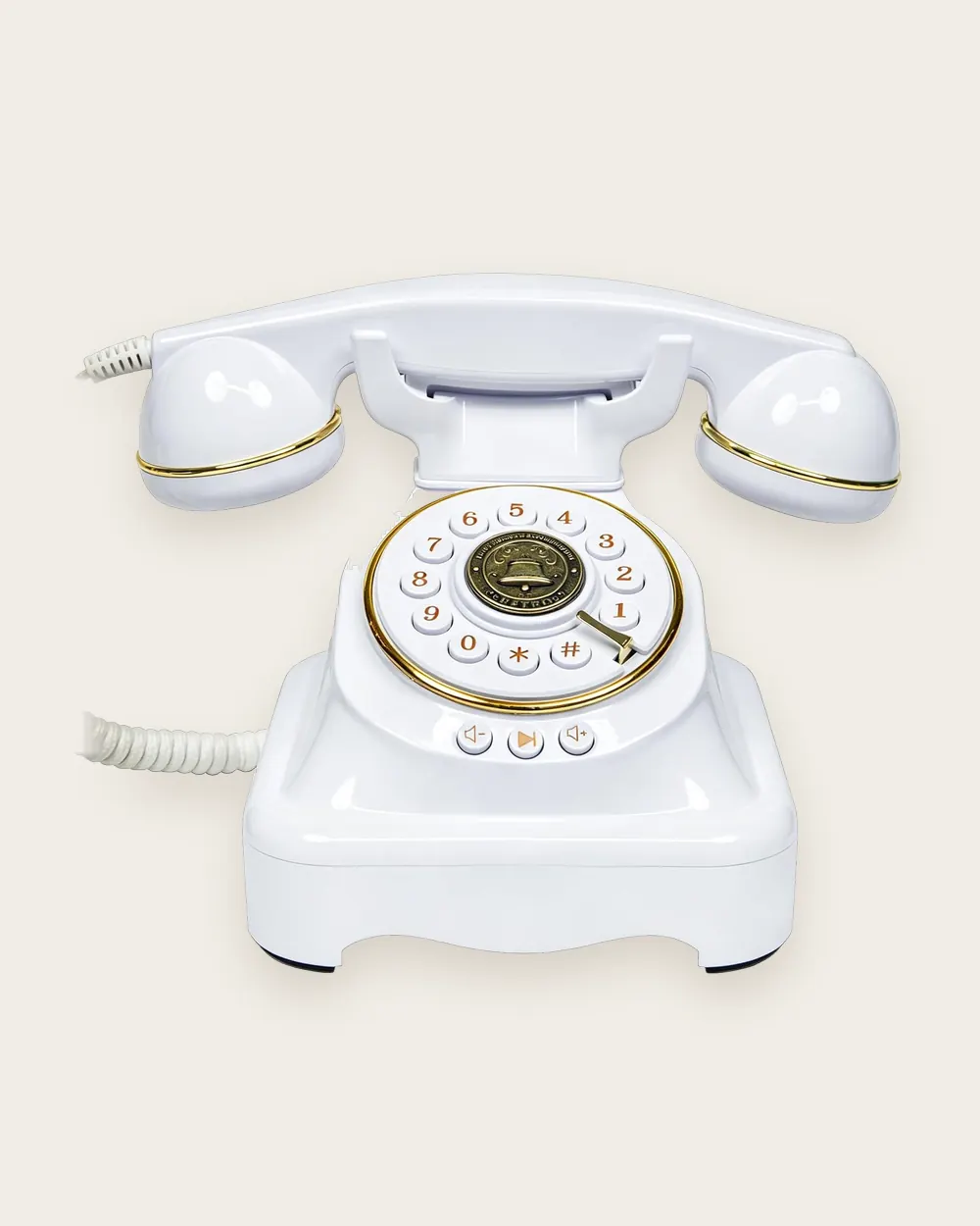 Suzanne, téléphone rétro blanc pour Livre d'Or Audio